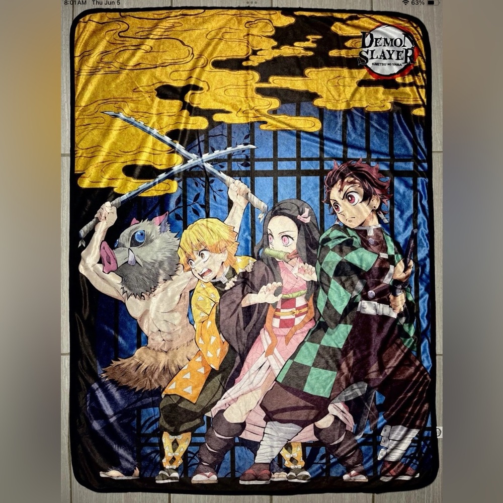 Demon Slayer Kimetsu No Yaiba Fleece Throw Anime Manga Blanket 44” x 56”